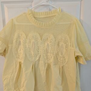 Yellow Lace Detail Women's Top